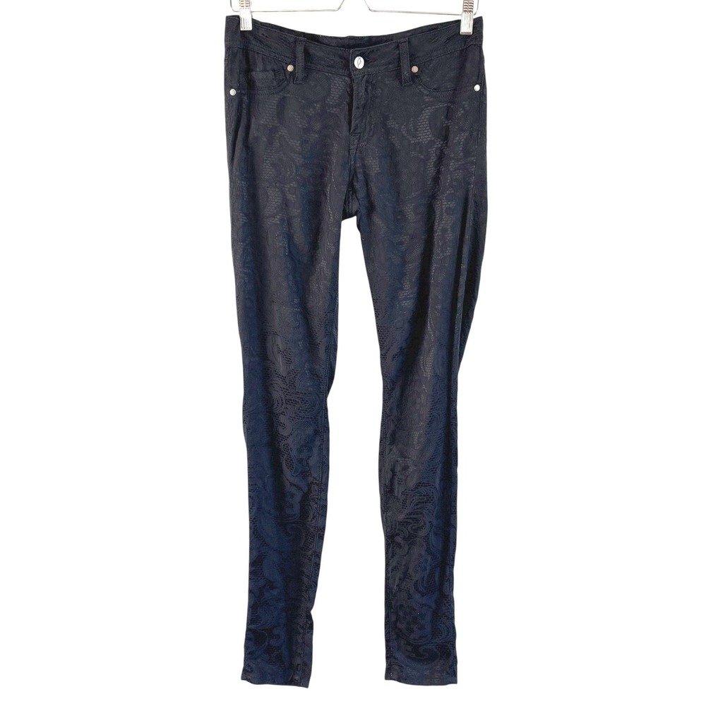 Genetic Denim Snake Lace Jacquard Jeans 28 Leggings Black Womens Size 28